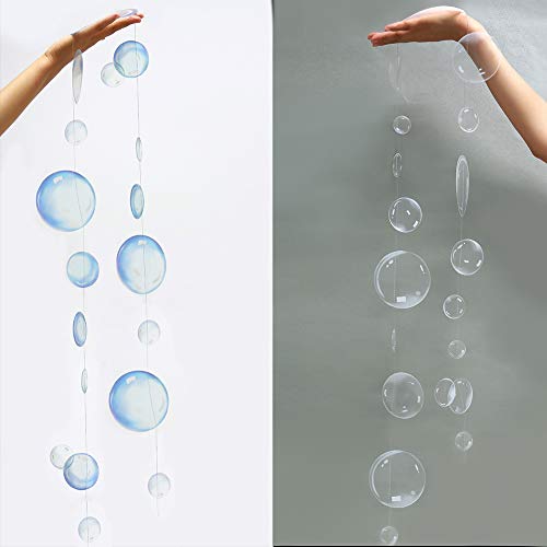 White Transparent Bubble Garlands for Party Decorations Hanging Floating Bubbles Cutout Streamer Background for Mermaid Under The Sea Birthday Home Kids Room Prom Wedding Baby Shower Decor