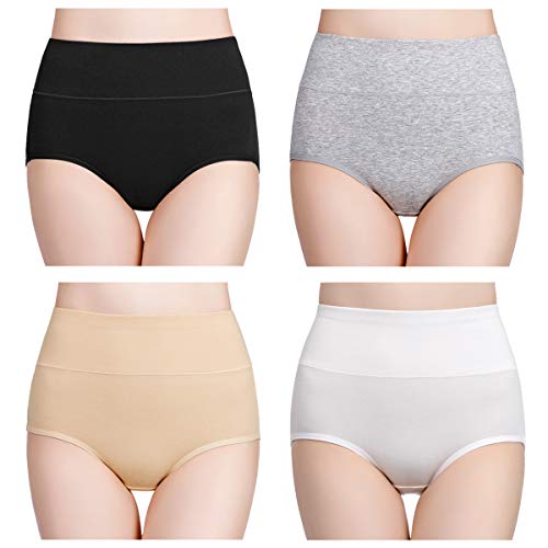 wirarpa Bragas Mujer Algodón Talle Alto 4 Pack Multicolor Talla M 40 42 44