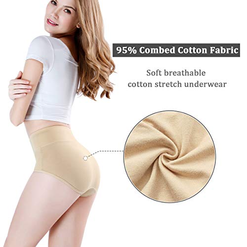 wirarpa Braguitas Culotte Algodón para Mujer Bragas de Cintura Alta Cómodo Talla 54-56 Multicolor