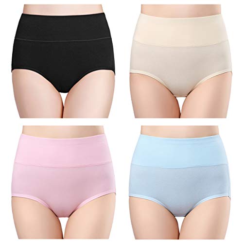 wirarpa Braguitas Culotte Algodón para Mujer Bragas de Cintura Alta Cómodo Talla 54-56 Multicolor