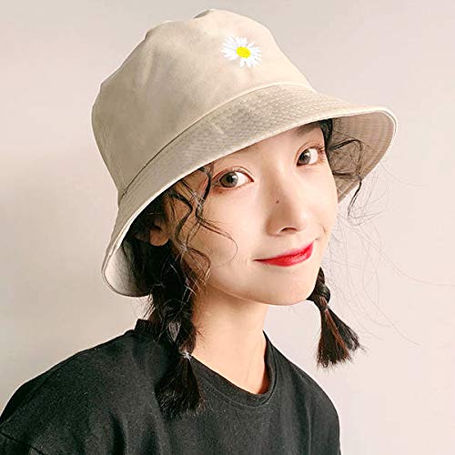 wtnhz Sombrero Femenino de Verano Sombrero de Pescador Estudiante de Moda Coreana Bordado de Sombra Salvaje japonés Primavera y otoño excursión Ocio Cuenca Sombrero