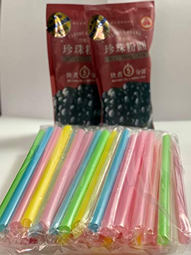 Wufuyuan Tapioca Pearl 250G con pajitas (2 packs + 50 pajitas)