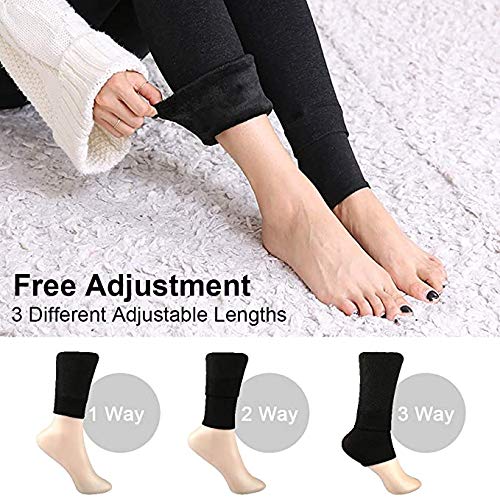 XDDIAS Pack de 2 Leggings para Mujer, Cálido Invierno Terciopelo Elástico Leggings, Térmico Grueso Forro Terciopelo Forrado Pantalones para Niña Mujer, Negro y Gris