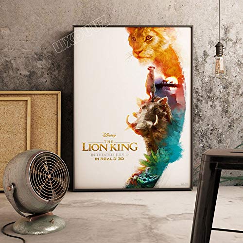 XWArtpic Película de Dibujos Animados en 3D Estadounidense El Rey León Simba impresión de póster habitación para niños Sala de Estar Decoración del hogar Cuadro Lienzo Pintura 30 * 40 cm