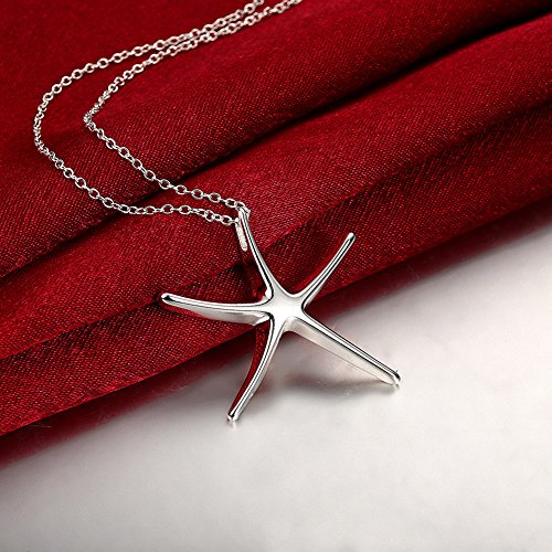 YAZILIND joyeria de Moda de Diseno Simple Gran Estrella de mar en Forma de Plata Colgante Plateado para Mujeres Ninas (sin Cadenas)