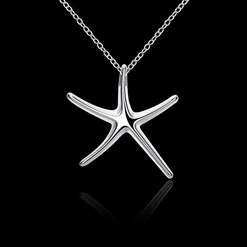 YAZILIND joyeria de Moda de Diseno Simple Gran Estrella de mar en Forma de Plata Colgante Plateado para Mujeres Ninas (sin Cadenas)