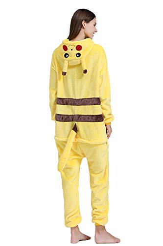 Yimidear® Unisex Cálido Pijamas para Adultos Cosplay Animales de Vestuario Ropa de Dormir Halloween y Navidad(S, Pikachu)