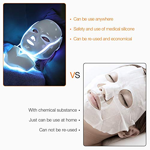 YJF 7 Colores Led Máscara Facial Led Fotón Coreano Terapia Mascarilla Máquina Terapia De Luz Acné Máscara Cuello Belleza Led Máscara