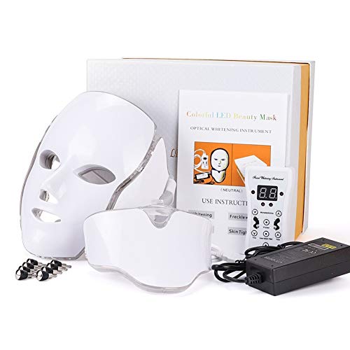 YJF 7 Colores Led Máscara Facial Led Fotón Coreano Terapia Mascarilla Máquina Terapia De Luz Acné Máscara Cuello Belleza Led Máscara