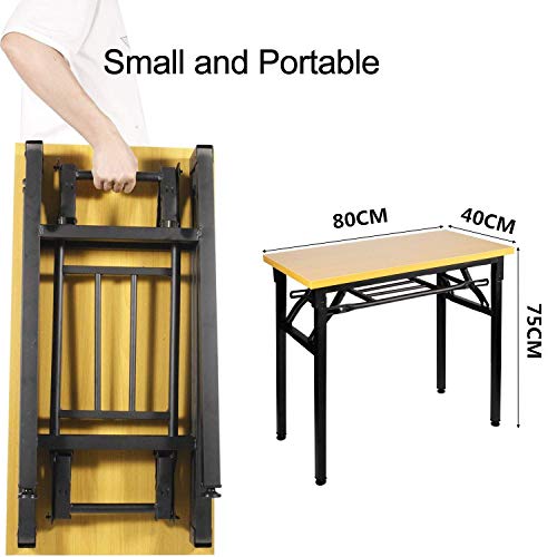 YJHome Mesa de Escritorio Plegable para Computadora Portátil, Escritorio para Estudiantes 80 x 40 x 75cm No se Requiere Ensamblaje Marrón Mesa con Patas Ajustables para la Escuela de Oficina en Casa