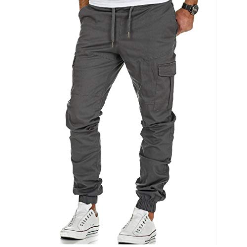 YLBH Pantalones Multiherramientas para Hombres Pantalones Casuales Tejidos para Hombres Pantalones Deportivos para Pies con Vigas Pantalones para Herramientas Hombres Gris XL