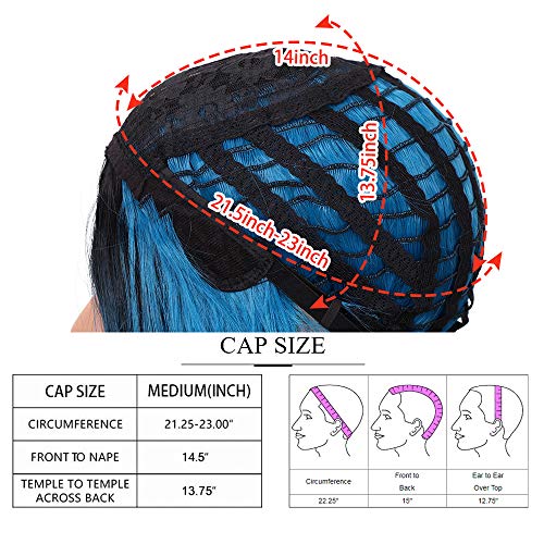 YMHPRIDE Peluca rizada natural azul Ombre para mujeres con raíces oscuras Peluca sintética de parte media ondulada larga para disfraz de fiesta de Halloween 22 pulgadas