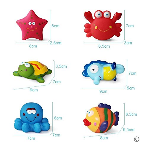 Yojoloin Juguetes de baño Peces, Estrellas de mar, caballitos de mar (6PCS), Juguetes de baño Suaves, Juguetes de baño con Criaturas Marinas, Juguetes de baño para niños