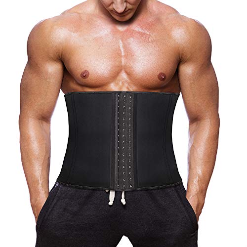 Yokald Faja Reductora Adelgazante Hombres Faja Reductora Cinturón Lumbar Abdomen Deportiva Faja Neopreno Ajustable para Deporte Fitness Efecto Sauna para la Quema de Grasa (Negro, L)