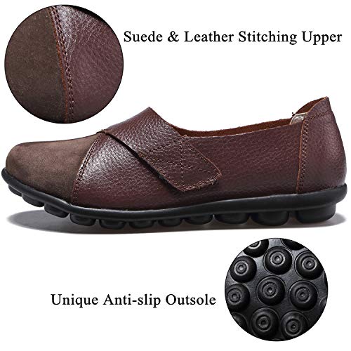 Yooeen Zapatos Mocasines Cómodos para Mujer Calzado de Trabajo Antideslizante Velcro Loafers Zapatos de Conducción