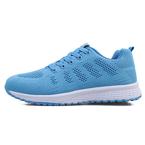 Youecci Zapatillas de Deportivos de Running para Mujer Deportivo de Exterior Interior Gimnasia Ligero Sneakers Fitness Atlético Caminar Zapatos Transpirable Luna Azul 42 EU