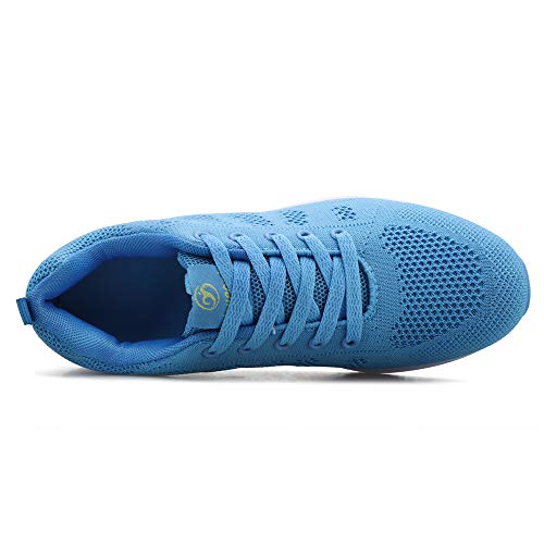 Youecci Zapatillas de Deportivos de Running para Mujer Deportivo de Exterior Interior Gimnasia Ligero Sneakers Fitness Atlético Caminar Zapatos Transpirable Luna Azul 42 EU