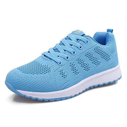 Youecci Zapatillas de Deportivos de Running para Mujer Deportivo de Exterior Interior Gimnasia Ligero Sneakers Fitness Atlético Caminar Zapatos Transpirable Luna Azul 42 EU