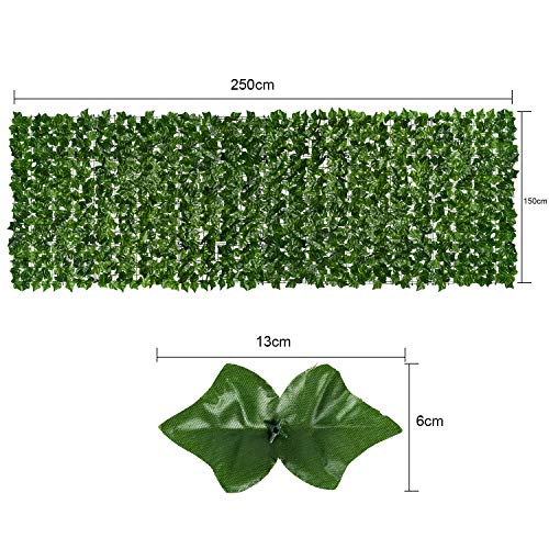 YQing Pantalla de Cerca de privacidad de Hiedra Artificial, Cerca de setos Artificiales y decoración de Hojas de Vid de Hiedra Falsa para decoración al Aire Libre, jardín (150cm x 250cm)