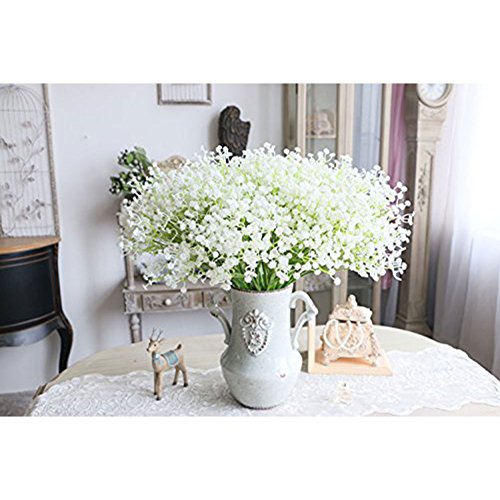 YSBER Moda 10 Pcs Blanco gypsophila Artificial Fake Hermosa Flor casa Fiesta Boda decoración Flores