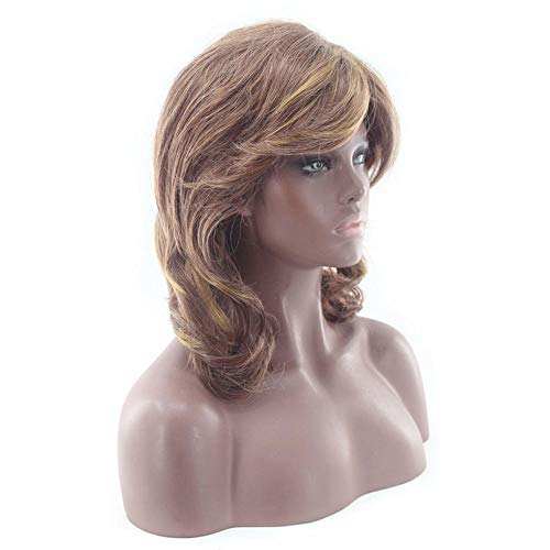 YU-TAO Wig Dama De La Moda Medio Largo Pelo Rizado Peluca Tocados Rosa Red Sombreros