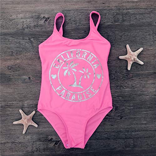 YWLINK BañAdor De Una Pieza para NiñA Traje De BañO Casual Transpirable De ProteccióN Solar De Playa Bikini Regalo De Verano(Rosado,11-12 años)