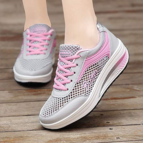 YWLINK Zapatillas De Deporte Transpirables De Malla De Moda para Mujer Zapatos Ocasionales Zapatillas Estudiantes Fondo Grueso Fiesta De CumpleañOs Corriendo Ciclismo Regalo(Rosado,41EU)