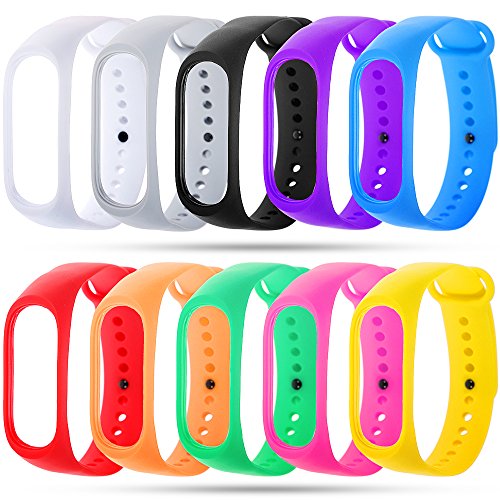 Zacro 10 Pcs Pulseras de Repuesto para Mi Band 4,Mi Band 3 Reemplazo de Silicona Suave Correa de Recambio Impermeable Unisex,MultiColores