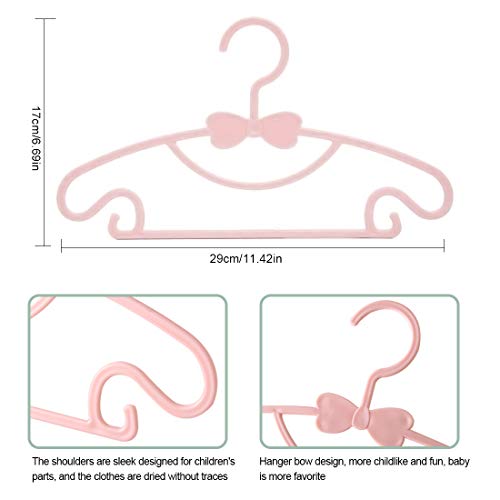 Zaloife Perchas Infantiles de Plástico Antideslizantes Percha Duradera Adecuada para Ropa de Bebé, 20 Unidades, Color Rosa