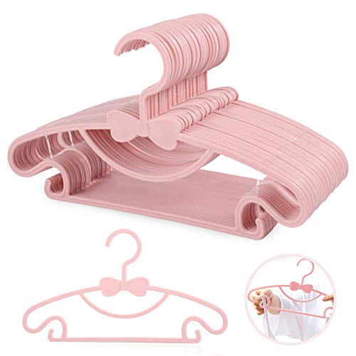 Zaloife Perchas Infantiles de Plástico Antideslizantes Percha Duradera Adecuada para Ropa de Bebé, 20 Unidades, Color Rosa