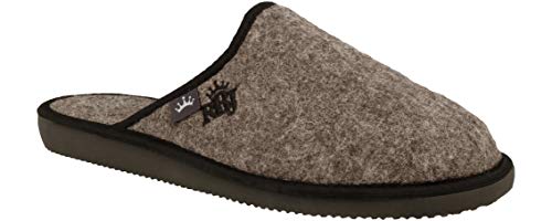 Zapatillas De Casa para Hombre De Fieltro De Lana Natural Calientes Transpirables Bienestar Natural Handmade Calidad (43 EU, Negro 907A)