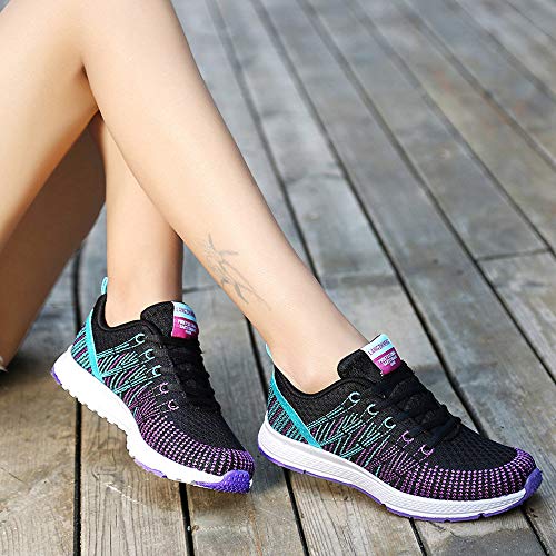 Zapatillas de Deporte Respirable para Correr Deportes Zapatos Running Cojines de Aire Calzado Mecedora Net para Estudiante Volar Zapatos Deportivas de Mujer Gimnasia Ligero Sneakers Atletismo riou