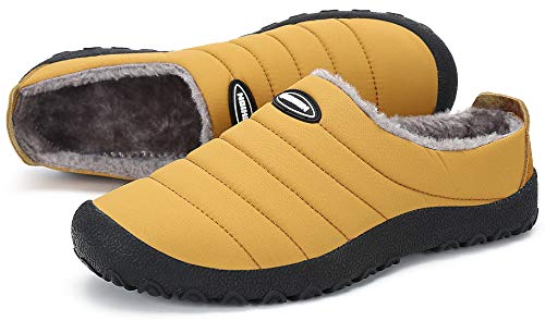 Zapatillas de Estar por Casa Mujer Hombre, Invierno Zapatos de Casa con Forro de Piel - Cálidas y Cómodas - con Suela Antideslizante para Exterior e Interior,Amarillo 36