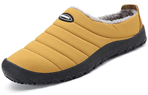 Zapatillas de Estar por Casa Mujer Hombre, Invierno Zapatos de Casa con Forro de Piel - Cálidas y Cómodas - con Suela Antideslizante para Exterior e Interior,Amarillo 36