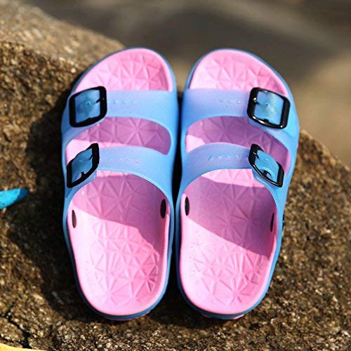 Zapatillas de verano Nyfcc para verano, para niños, con parte inferior suave, luz de la palabra, arrastre, par de zapatos de playa, impermeables, una familia de tres sandalias para padres e hijos, 35, color marrón