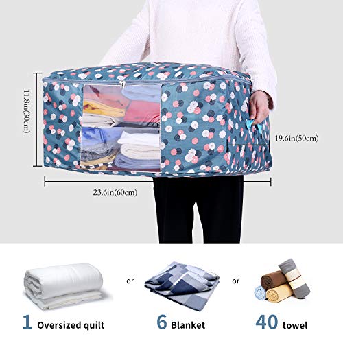 ZCHI 3 Piezas Bolsa de Almacenamiento Debajo de la Cama de Tela Oxford Gruesa Plegable Organizador de Edredones Manta Ropa de Polvo con la Cremallera Guardar la Ropa Edredones Ropa de Cama Almohadas