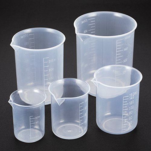 ZITFRI 5 Piezas Jarra Medidora Plastico Jarra Medidora Díafana Vaso Medidor Plástico de Equipo de vaso de laboratorio Vaso Graduado de Cocina 50ml 100ml 150ml 250ml 500ml