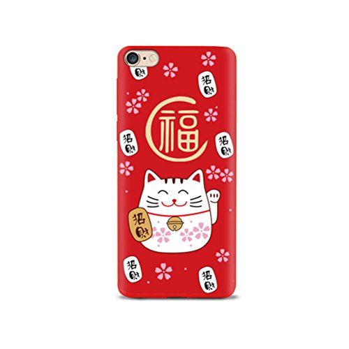 ZQ-Link Funda iPhone 7 Plus/iPhone 8 Plus Funda Protectora Extra Fina, Funda Ultra Fina de Gel de Silicona TPU con Dibujo Animado Lindo -Caja roja del teléfono Gato Blanco