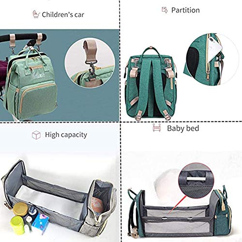 ZXLLO 3 En 1 Cuna de Viaje Cama Portabebés Cuna Ligera Convertible Viaje Al Aire Libre Camping Camping Bolsa De Almacenamiento De Viaje Multifuncional,Verde