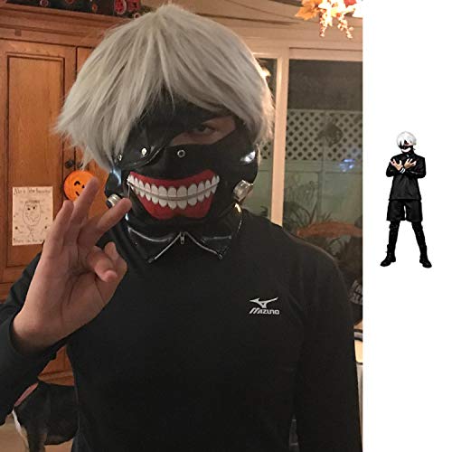 1 juego de máscaras 3D de Tokyo Ghoul Kaneki Ken para cosplay con parche de ojos, máscara de fiesta de Halloween, accesorios para hombre y mujer (negro) disfraz de Halloween