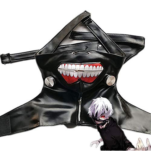 1 juego de máscaras 3D de Tokyo Ghoul Kaneki Ken para cosplay con parche de ojos, máscara de fiesta de Halloween, accesorios para hombre y mujer (negro) disfraz de Halloween