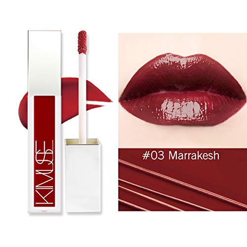 1 PC antiadherente Copa labios reflejo brillo de labios espumosos lápiz labial alta pigmentadas de labios hidratante líquidos duradero resistente al agua maquillaje de los labios (03 Marrakech)