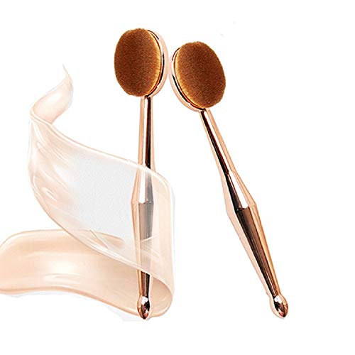 1 UNID Pro Oval Pincel de maquillaje Dientes Elite ovalada Pinceles de maquillaje polvo Fundación Contour con funda caja almacén en Reino Unido (Gold)