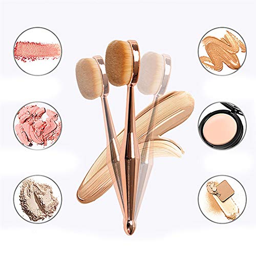 1 UNID Pro Oval Pincel de maquillaje Dientes Elite ovalada Pinceles de maquillaje polvo Fundación Contour con funda caja almacén en Reino Unido (Gold)