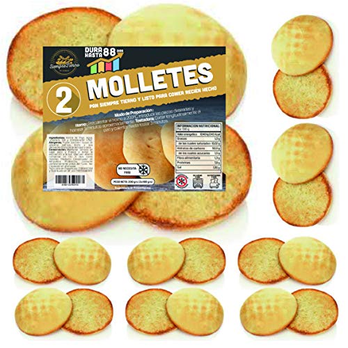 10 x Molletes XXL de Pan SiempreTierno 100 grs (1000 grs total) · Dura hasta 88 dias sin necesitad de frio ni congelación · Ideal para cualquier momento · Embolsadas en Atmosfera Protectora.