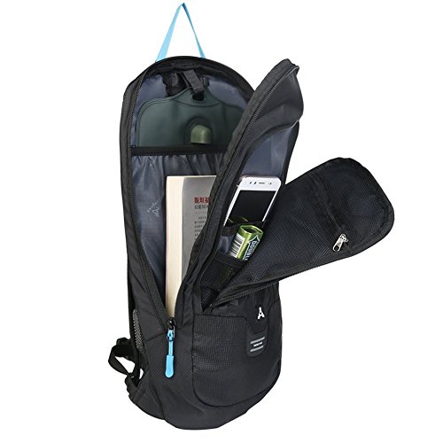 10L Mochilas de Hidratacion Ciclismo al Aire Libre de Unisex Multifuncional Impermeable de Poliester Para Viaje (negro)