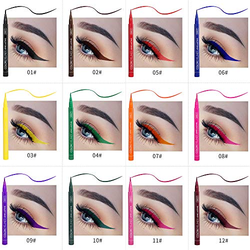 12 Colors Matte Liquid Eyeliner Set, Waterproof Superstay Long Lasting Matte Eye Liner Pencil by Rechoo