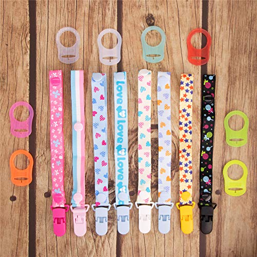 16pcs Chupetes de Clip Bebé con Anillo de Silicona Adaptador, annhao Cadenas para Chupetes Chupetero Bebé Clips con Adorable Diseño, Unisex Dseño para Chicos y Chicas