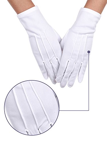 2 Pares de Guantes de Algodón de Nylon Blancos para Policía Tuxedo Formal Disfraz de Guardia de Honor