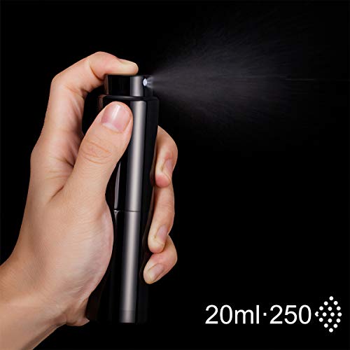 20 ml Atomizador perfume, botella de perfume vacía recargable con pipeta y embudo(Negro)